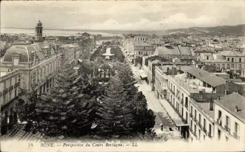 Ak Bone Algerien, Stadtansicht, Cours Bertagna, viele Bäume, historische Architektur
