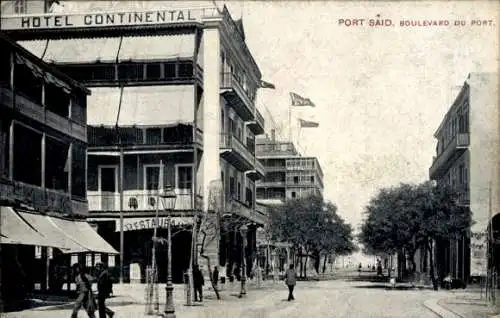 CPA Port-Saïd, Égypte, Boulevard du Port, Hotel Continental