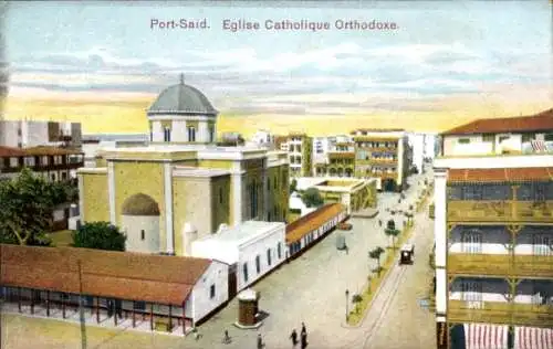 CPA Port-Saïd, Égypte, Eglise Catholique Orthodoxe