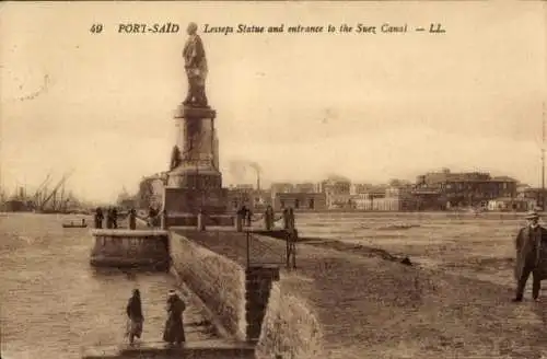PC Port Said Egypt, Lesseps Statue and entrance to the Suez Canal