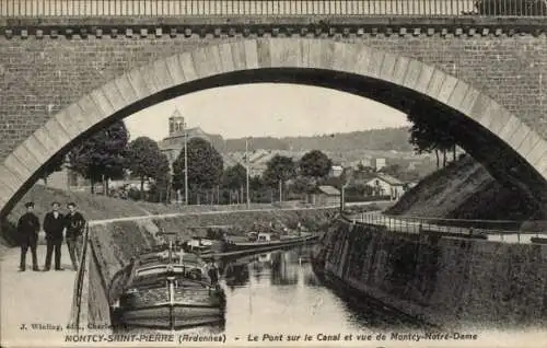 CPA Montcy-Saint-Pierre Ardennes, Pont sur le Canal, Montcy Notre Dame