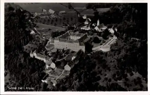 Ak Leutkirch im Allgäu Württemberg, Schloss Zeil, Fliegeraufnahme