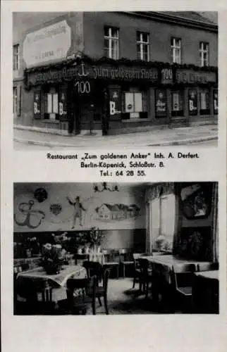 Ak Berlin Köpenick, Restaurant Zum goldenen Anker, Schlossstraße 8, Essraum