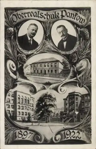 Ak Berlin Pankow, Oberrealschule 1897-1922, Schulgebäude, Direktor Schnell, Direktor Sternbeck