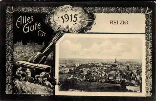 Ak Bad Belzig in der Mark, Gesamtansicht, Alles Gute für 1915