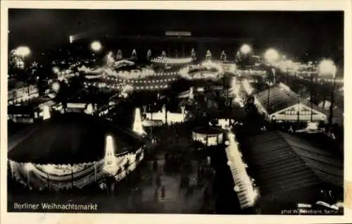 Ak Berlin Mitte, Weihnachtsmarkt bei Nacht