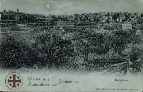 Mondschein Ak Bethlehem Palästina, Gesamtansicht
