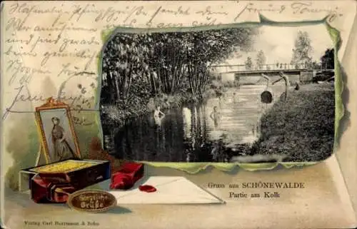 Präge Passepartout Ak Schönewalde Brandenburg, am Kolk