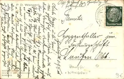 Ak Postdamper Wangoni, Woermann-Linie, Deutsche Ost-Afrika-Linie, Hamburg