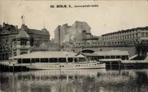 Ak Berlin Mitte, Jannowitzbrücke, Schiff