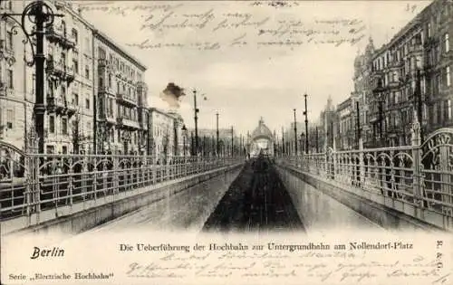 Ak Berlin Schöneberg, Überführung der Hochbahn zur U-Bahn am Nollendorf-Platz