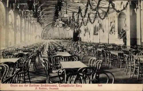 Ak Berlin Kreuzberg, Bockbrauerei, Saal, Tempelhofer Berg