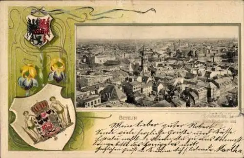 Präge Wappen Ak Berlin, Gesamtansicht, Rathausturm