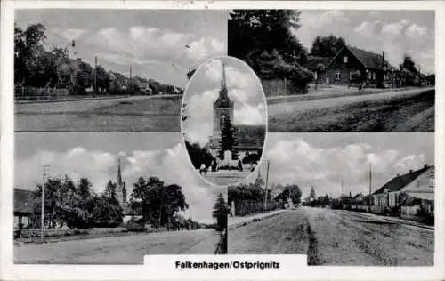 Ak Falkenhagen Pritzwalk in der Prignitz, Straße, Kirche