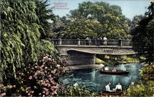 Ak Magdeburg an der Elbe, Stadtpark, Reyherbrücke