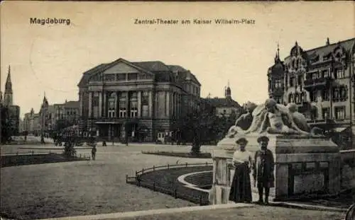 Ak Magdeburg an der Elbe, Zentraltheater, Kaiser Wilhelm-Platz