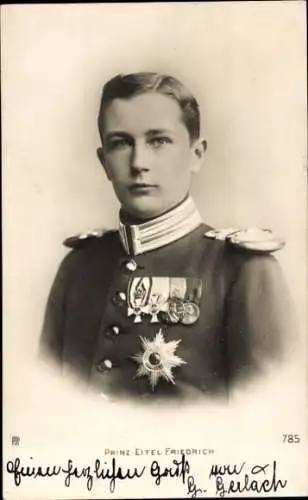 Ak Eitel Friedrich Prinz von Preußen, Portrait in Uniform, Orden
