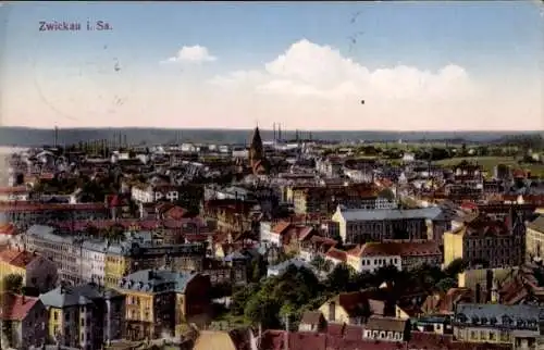 Ak Zwickau in Sachsen, Vogelschau
