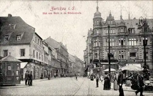 Ak Zwickau in Sachsen, Wilhelmstraße, Blick vom Markt