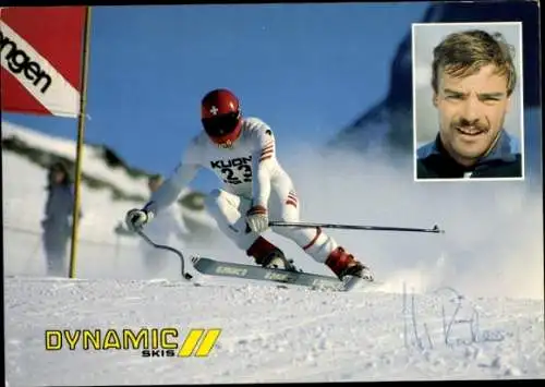 Ak Skirennfahrer Urs Räber, Reklame Dynamic Skis, Autogramm