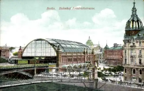 Ak Berlin Mitte, Bahnhof Friedrichstraße, Panorama