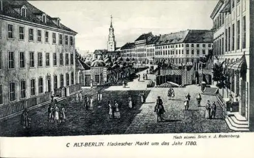 Künstler Ak Rosenberg, J., Berlin, Hackescher Markt um das Jahr 1780 mit Oranienburgerstraße