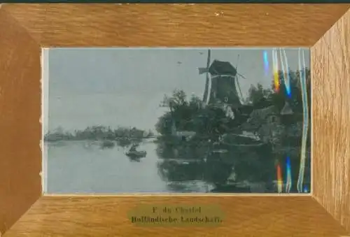 Passepartout Ak Niederlande, Windmühle, See