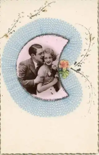 Passepartout Ak Liebespaar, Portrait