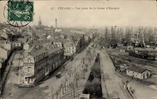 Ak Fécamp Seine Maritime, Panorama von Caisse d'Epargne, Hafenansicht