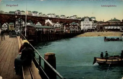 Ak Nordseeinsel Helgoland, Landungsbrücke