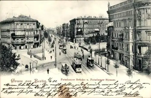Ak Berlin Tiergarten, Potsdamer Brücke, Potsdamer Straße