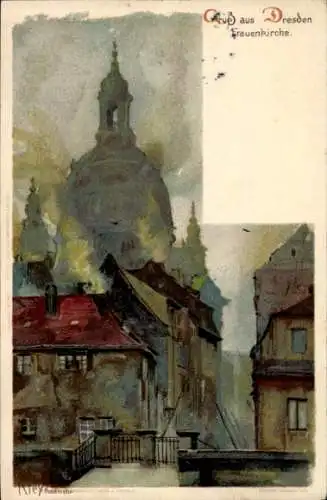 Künstler Litho Kley, Heinrich, Dresden Altstadt, Frauenkirche