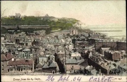 Ak Dover South East, View from the 64 steps, Vogelschau über den Ort