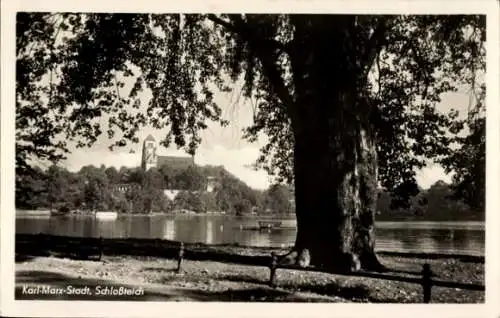 Ak Karl Marx Stadt Chemnitz in Sachsen, Schlossteich