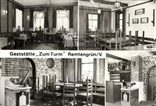 Ak Remtengrün Adorf im Vogtland, Gaststätte Zum Turm, Innenansicht