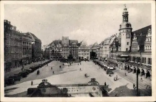 Ak Leipzig, Marktplatz mit altem Rathaus