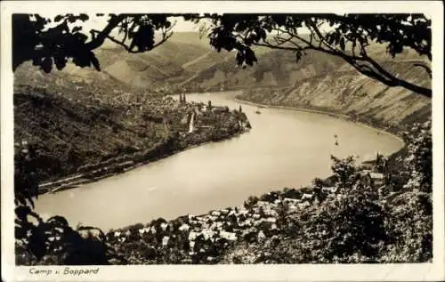 Ak Boppard am Rhein, Aussicht auf den Rhein, Camp,  Weinberge, Schiffe