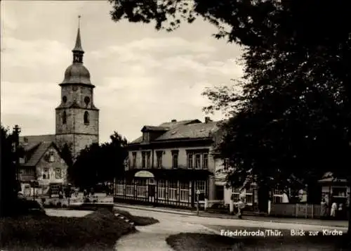 Ak Friedrichroda im Thüringer Wald, Kirche, Gebäude, Straße, alte Postkarte
