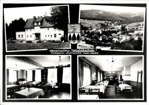 Ak Tambach Dietharz Thüringer Wald, Fels Falkenstein, Gaststätte Waldbaude, Panoramaansicht, I...