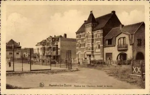 CPA Mariakerke Bains Ostende Flandre Occidentale, Avenue des Chardons devant le tennis