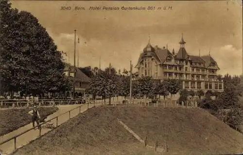 Ak Bern Stadt Kanton Bern, Berg Gurten, Hotel Pension Gurtenkulm, Landschaft, Bäume, Gebäude, ...