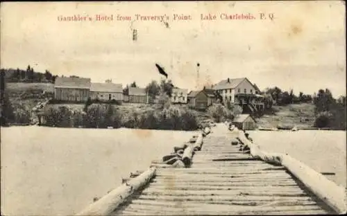 Ak Lac Charlebois Québec Kanada, Gauthier's Hotel from Traversy's Point