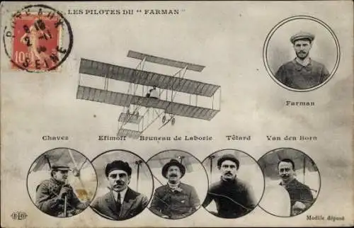 CPA Pilotes du Farman, Chavez, Tetard, Van den Born