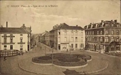 Ak Ronse Renaix Ostflandern, Place de la Gare, Rue de la Station