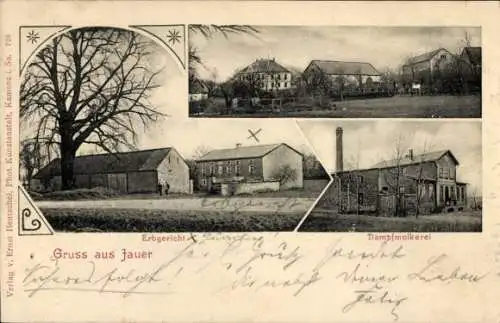 Ak Jauer Panschwitz Kuckau in der Oberlausitz, Erbgericht, Dampfmolkerei