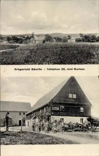 Ak Säuritz Panschwitz, Erbgericht, Amt Burkau,Fahrräder