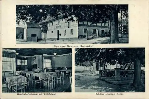 Ak Rehnsdorf Elstra Oberlausitz, Semmers Gasthaus, Gesellschaftszimmer, Garten