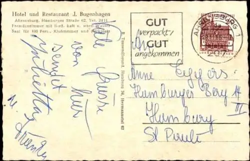 Ak Ahrensburg in Holstein, Hotel Restaurant J. Bugenhagen