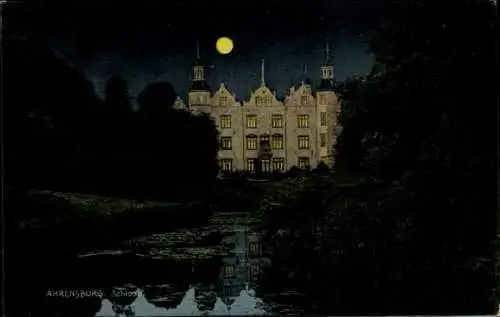 Ak Ahrensburg in Holstein, Schloss bei Nacht