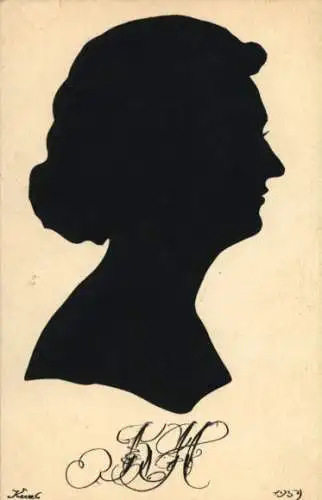 Scherenschnitt Künstler Ak Frauenbildnis, Profil
